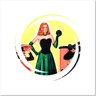 Woman with a Bomb in Her Hand Retro Vintage Fantasy Comic Funny Popart Scifi Old Posters and Art